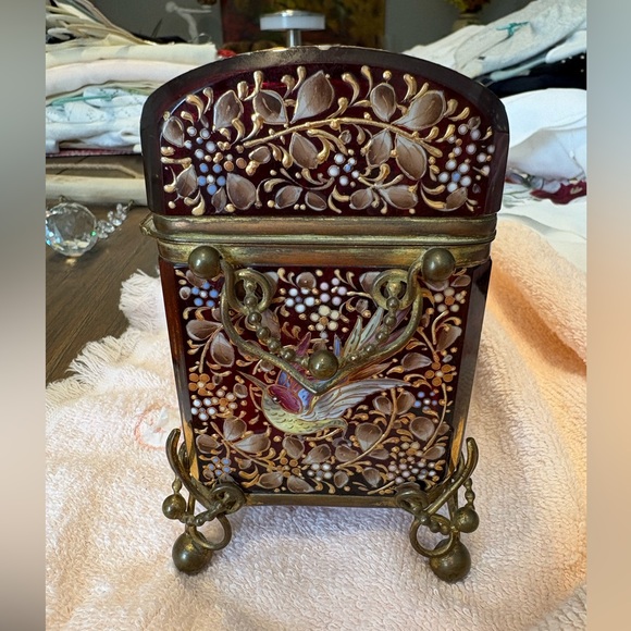 Rare Moser Vintage Antique 19 th century Bohemian Ornate enameled trinket box - Picture 14 of 14